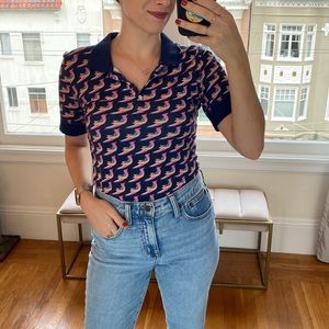 Anthropologie Maeve Springtime Polo Bird Print Tee